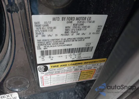 2017 Ford Expedition Limited z USA, uszkodzony, nr VIN 1FMJK2AT2HEA74923